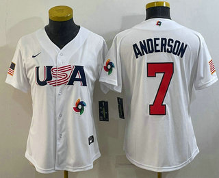 Women's USA Baseball #7 Tim Anderson 2023 White World Classic Stitched Jerseys,We sell and wholesale Women's USA Baseball #7 Tim Anderson 2023 White World Classic Stitched Jerseys on line form chian!